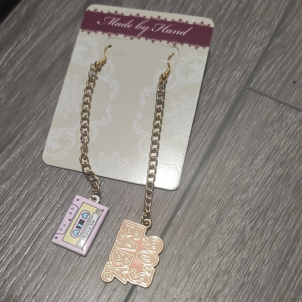 Handcrafted Throwback Beats Gold Link Drop Dangle Earrings